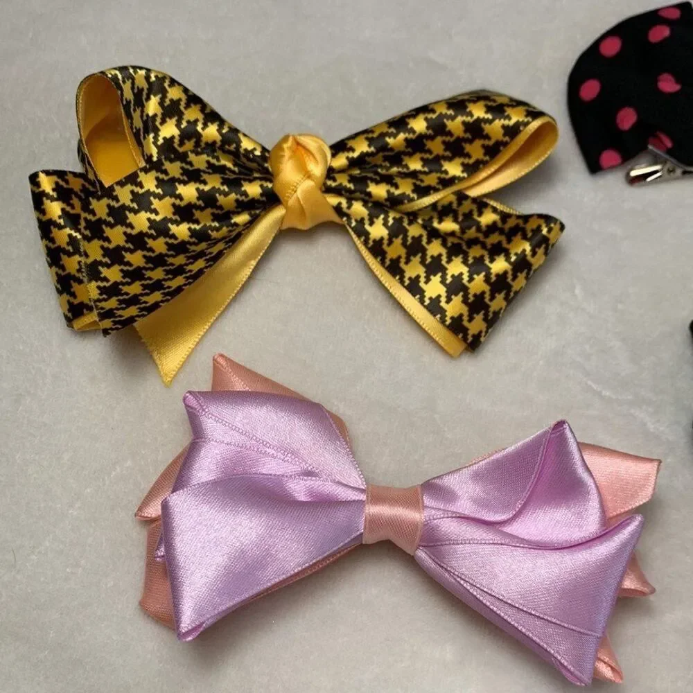 Lot of Nine Hair Bow Barrettes for Kids Hair
